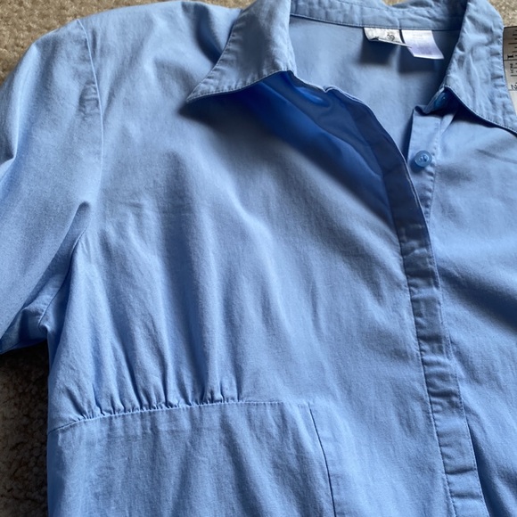 Duo Maternity baby blue lace up/tie back button down shirt M - Picture 15 of 17